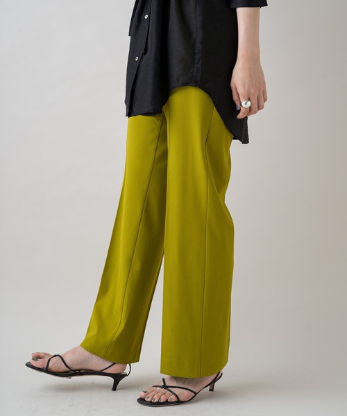 LOUNGEDRESS(ラウンジドレス)の「ジョーゼットストレートパンツ(スラックス・レディース・チャコールグレー/ブラック/ライム・SMALL/MEDIUM)」の9枚目の写真