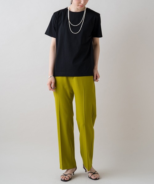 LOUNGEDRESS(ラウンジドレス)の「ジョーゼットストレートパンツ(スラックス・レディース・チャコールグレー/ブラック/ライム・SMALL/MEDIUM)」の6枚目の写真