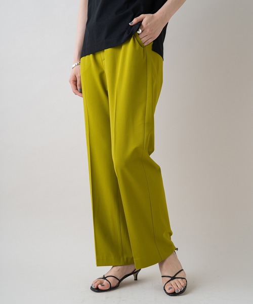 LOUNGEDRESS(ラウンジドレス)の「ジョーゼットストレートパンツ(スラックス・レディース・チャコールグレー/ブラック/ライム・SMALL/MEDIUM)」の4枚目の写真