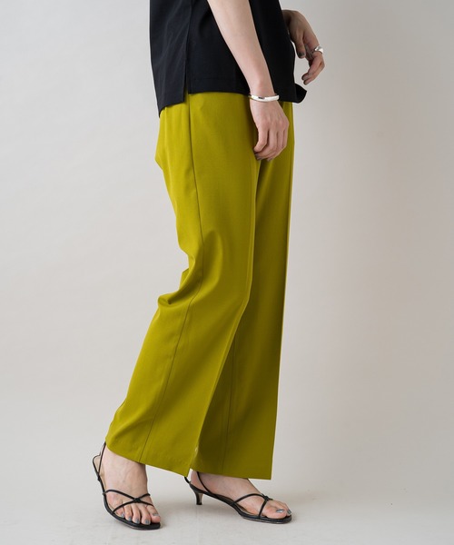 LOUNGEDRESS(ラウンジドレス)の「ジョーゼットストレートパンツ(スラックス・レディース・チャコールグレー/ブラック/ライム・SMALL/MEDIUM)」の5枚目の写真