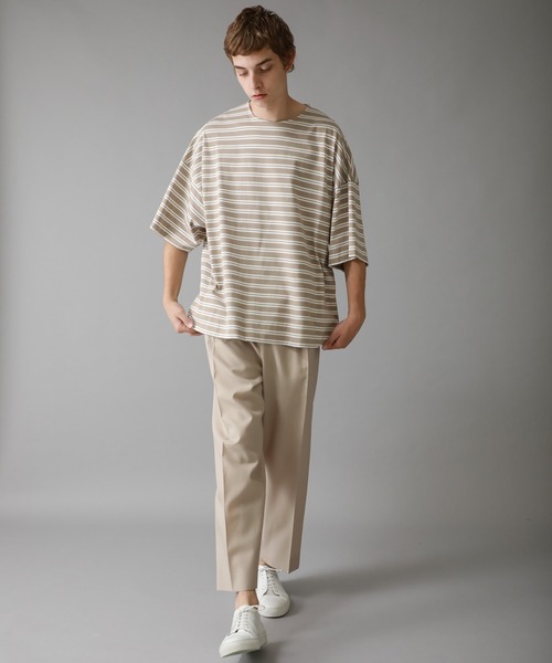 city(シティ)の「ボーダービッグTEE/BOADER BIG TEE(Tシャツ/カットソー・メンズ・ブラック系/ベージュ系・FREE)」の5枚目の写真