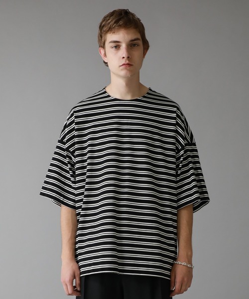 city(シティ)の「ボーダービッグTEE/BOADER BIG TEE(Tシャツ/カットソー・メンズ・ブラック系/ベージュ系・FREE)」の6枚目の写真