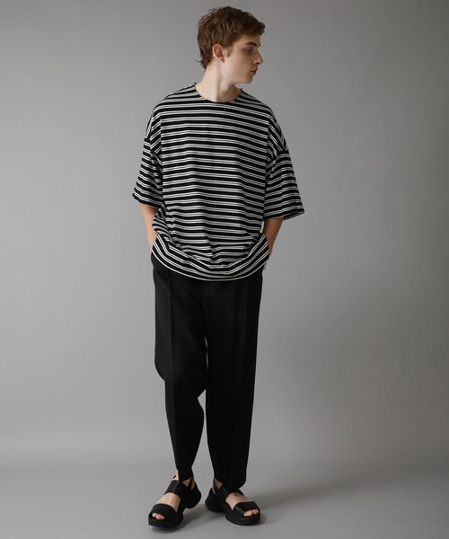 city(シティ)の「ボーダービッグTEE/BOADER BIG TEE(Tシャツ/カットソー・メンズ・ブラック系/ベージュ系・FREE)」の3枚目の写真