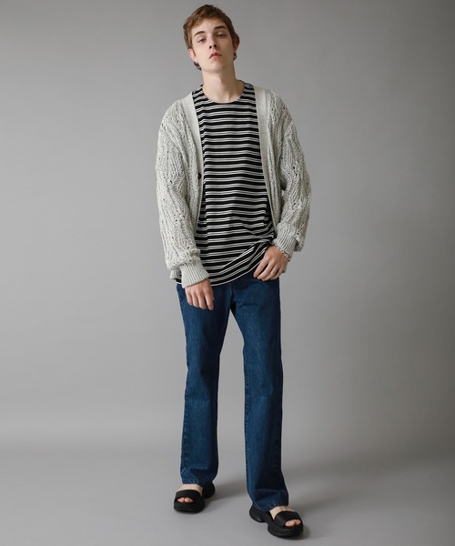 city(シティ)の「ボーダービッグTEE/BOADER BIG TEE(Tシャツ/カットソー・メンズ・ブラック系/ベージュ系・FREE)」の4枚目の写真