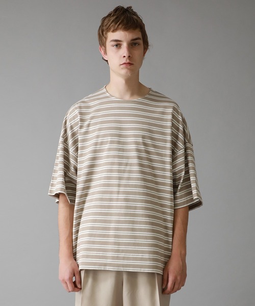 city(シティ)の「ボーダービッグTEE/BOADER BIG TEE(Tシャツ/カットソー・メンズ・ブラック系/ベージュ系・FREE)」の9枚目の写真