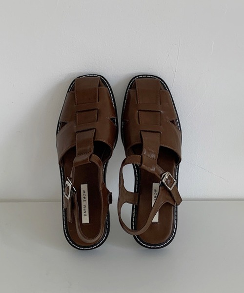 SMILE ORCHID（スマイルオーキッド）の「フェイクレザー編み込みグルカサンダル（サンダル・レディース・アイボリー/ブラック/ブラウン・38/37/39）」の14枚目の写真