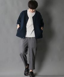 SITRY | 【セットアップ 3点セット】リネン ノーカラージャケット＆ワッフルＴシャツ＆テーパードパンツ(セットアップ)