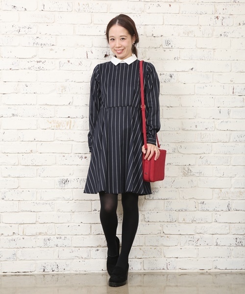 Chico（チコ）の「ストライプ衿付きOP（ワンピース）」 - WEAR