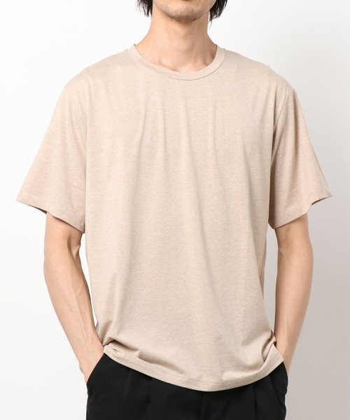 CROWDED CLOSET(クラウデッドクローゼット)の「メランジ天竺Uネックカットソー(Tシャツ/カットソー・メンズ・ベージュ/オレンジ/ネイビー・03/02/04)」の1枚目の写真