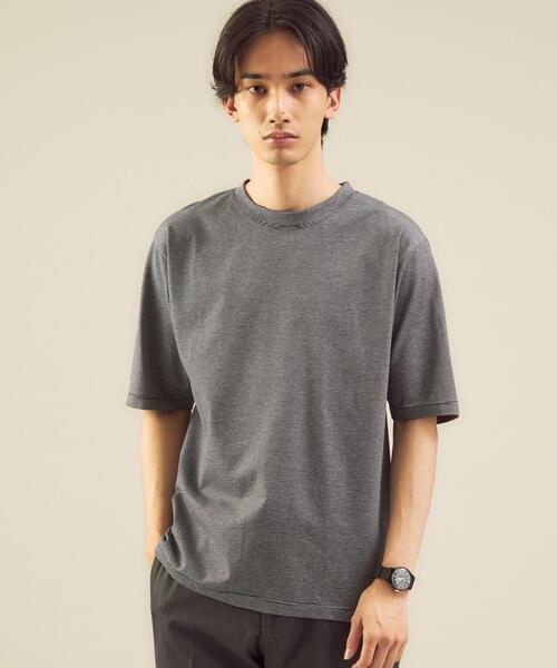 green label relaxing（グリーンレーベルリラクシング）の「＜green label relaxing＞ミジンボーダー クルーネック 半袖 Tシャツ（Tシャツ/カットソー・メンズ・ブラック/ダークブラウン・SMALL/MEDIUM/LARGE/X-LARGE）」の2枚目の写真