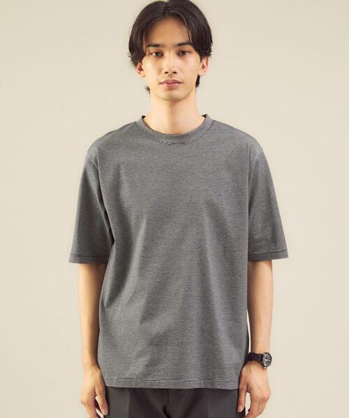 green label relaxing（グリーンレーベルリラクシング）の「＜green label relaxing＞ミジンボーダー クルーネック 半袖 Tシャツ（Tシャツ/カットソー・メンズ・ブラック/ダークブラウン・SMALL/MEDIUM/LARGE/X-LARGE）」の4枚目の写真