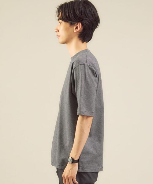 green label relaxing（グリーンレーベルリラクシング）の「＜green label relaxing＞ミジンボーダー クルーネック 半袖 Tシャツ（Tシャツ/カットソー・メンズ・ブラック/ダークブラウン・SMALL/MEDIUM/LARGE/X-LARGE）」の7枚目の写真