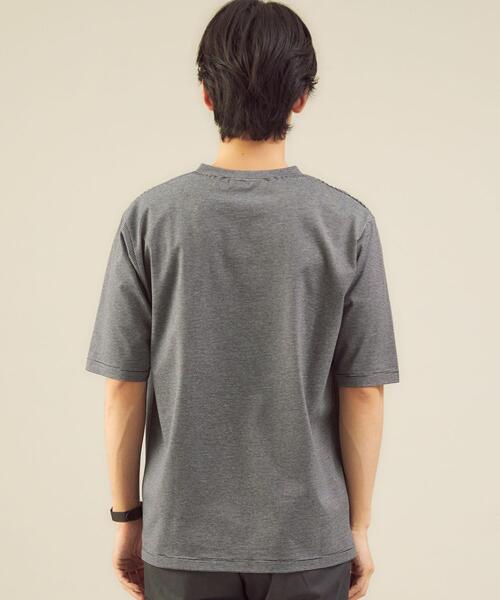 green label relaxing（グリーンレーベルリラクシング）の「＜green label relaxing＞ミジンボーダー クルーネック 半袖 Tシャツ（Tシャツ/カットソー・メンズ・ブラック/ダークブラウン・SMALL/MEDIUM/LARGE/X-LARGE）」の9枚目の写真