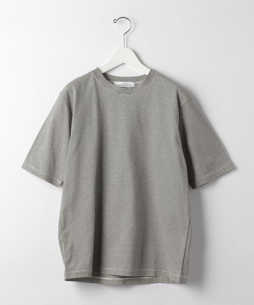 green label relaxing（グリーンレーベルリラクシング）の「＜green label relaxing＞ミジンボーダー クルーネック 半袖 Tシャツ（Tシャツ/カットソー・メンズ・ブラック/ダークブラウン・SMALL/MEDIUM/LARGE/X-LARGE）」の3枚目の写真