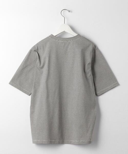 green label relaxing（グリーンレーベルリラクシング）の「＜green label relaxing＞ミジンボーダー クルーネック 半袖 Tシャツ（Tシャツ/カットソー・メンズ・ブラック/ダークブラウン・SMALL/MEDIUM/LARGE/X-LARGE）」の6枚目の写真