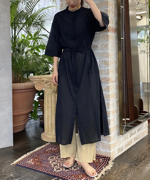 AS KNOW AS PINKY（アズノゥアズピンキー）の「絞ってはらりとシャツワンピース（シャツワンピース・レディース・ホワイト/ブラック/ベージュ・FREE）」の22枚目の写真