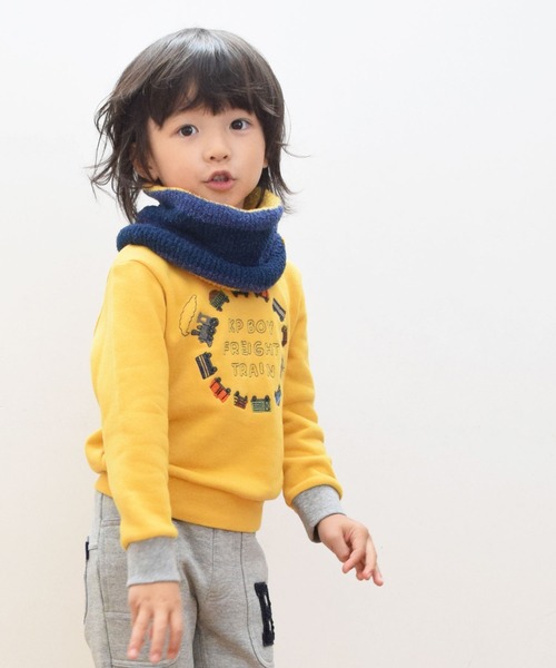 KP DECO（ケーピーデコ）の「【日本製】ボーダー柄シュークリーム素材のネックウォーマー(Free)（ネックウォーマー/スヌード・キッズ・イエロー/ブルー系その他/レッド・FREE）」の8枚目の写真