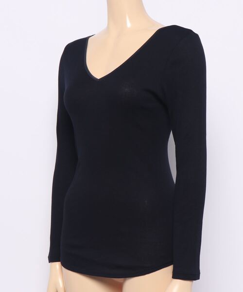 ONEME(ワンム)の「ONEME Seamless innerwear L/S(Tシャツ/カットソー・レディース・ネイビー/オフホワイト・FREE)」の12枚目の写真