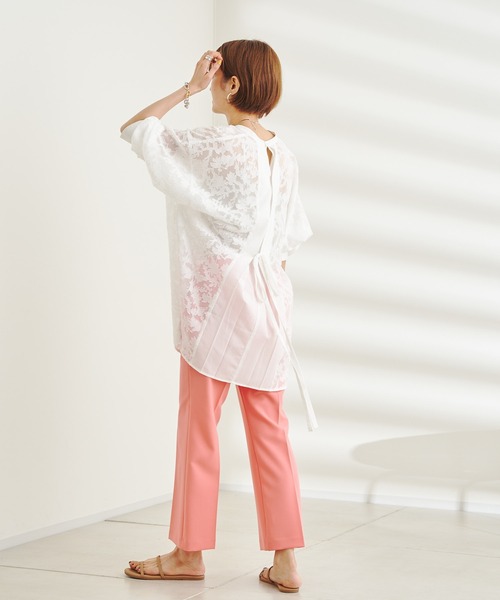 DouDou(ドゥドゥ)の「セミフレア9丈パンツ AW(その他パンツ・レディース・オフホワイト/ブルー/ピンク・36/38)」の14枚目の写真
