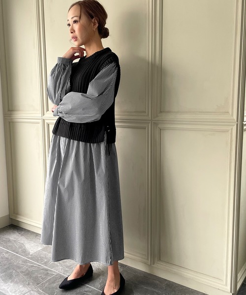 JUNOAH（ジュノア）の「ニットベストドッキングワンピース（ワンピース