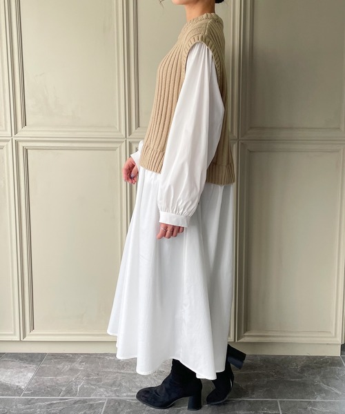 JUNOAH（ジュノア）の「ニットベストドッキングワンピース（ワンピース