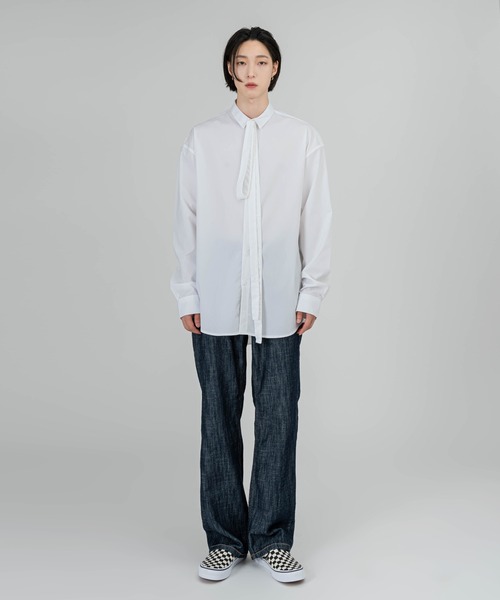 FOLLOWIN(フォロウィン)の「【UNISEX】オーバーフィットベルト付きベーシックシャツ(シャツ/ブラウス・レディース・スカイブルー/ブラック/アイボリー・FREE)」の8枚目の写真