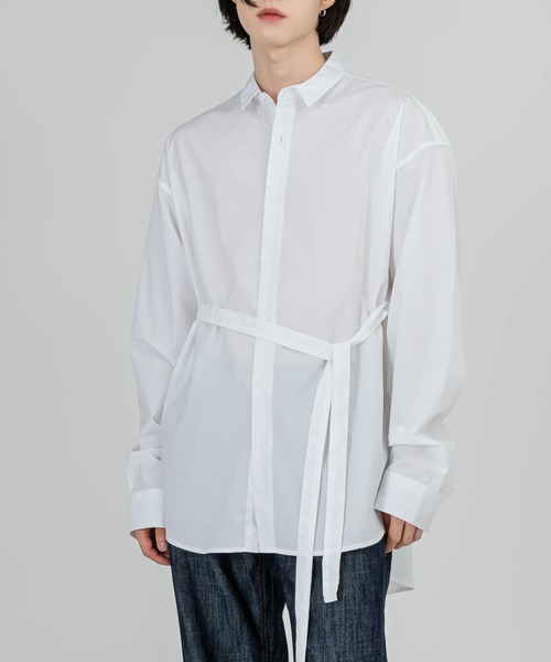 FOLLOWIN(フォロウィン)の「【UNISEX】オーバーフィットベルト付きベーシックシャツ(シャツ/ブラウス・レディース・スカイブルー/ブラック/アイボリー・FREE)」の9枚目の写真