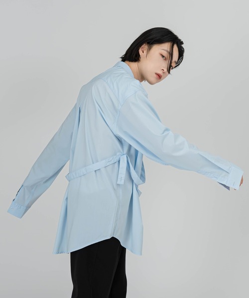 FOLLOWIN(フォロウィン)の「【UNISEX】オーバーフィットベルト付きベーシックシャツ(シャツ/ブラウス・レディース・スカイブルー/ブラック/アイボリー・FREE)」の10枚目の写真