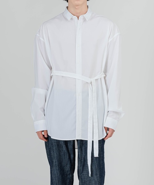 FOLLOWIN(フォロウィン)の「【UNISEX】オーバーフィットベルト付きベーシックシャツ(シャツ/ブラウス・レディース・スカイブルー/ブラック/アイボリー・FREE)」の7枚目の写真