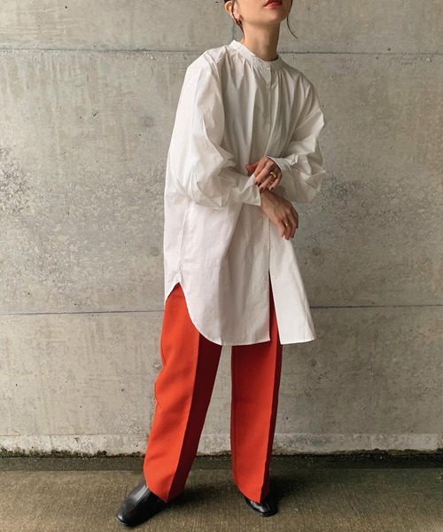 select MOCA by son（セレクトモカバイソン）の「ダブルタックルーズデザインパンツ（スラックス・レディース・ブラック/ライトグリーン/スモークピンク/テラコッタ/ベージュ・SMALL/MEDIUM/X-SMALL）」の6枚目の写真