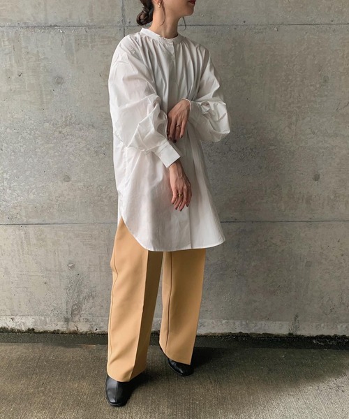 select MOCA by son（セレクトモカバイソン）の「ダブルタックルーズデザインパンツ（スラックス・レディース・ブラック/ライトグリーン/スモークピンク/テラコッタ/ベージュ・SMALL/MEDIUM/X-SMALL）」の15枚目の写真