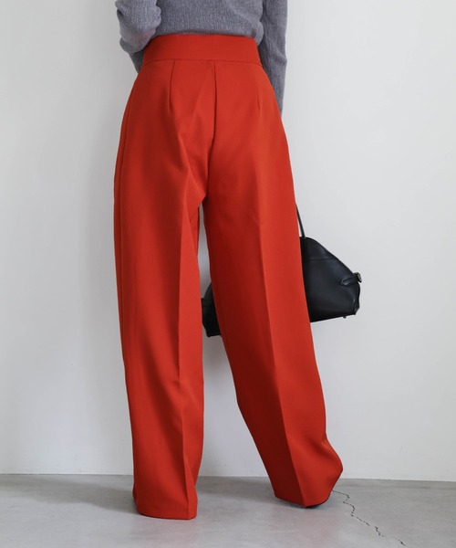 select MOCA by son（セレクトモカバイソン）の「ダブルタックルーズデザインパンツ（スラックス・レディース・ブラック/ライトグリーン/スモークピンク/テラコッタ/ベージュ・SMALL/MEDIUM/X-SMALL）」の18枚目の写真