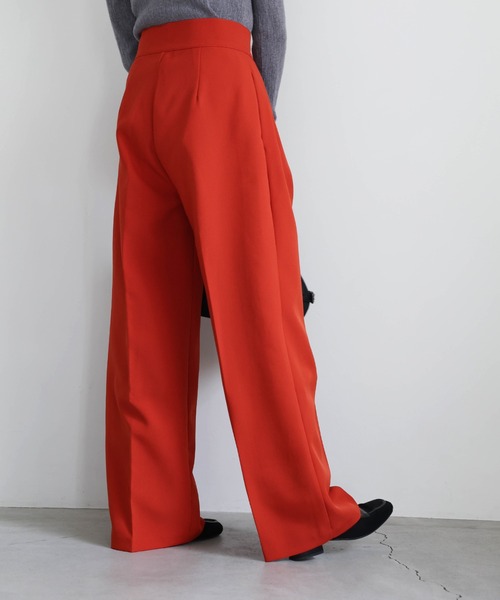 select MOCA by son（セレクトモカバイソン）の「ダブルタックルーズデザインパンツ（スラックス・レディース・ブラック/ライトグリーン/スモークピンク/テラコッタ/ベージュ・SMALL/MEDIUM/X-SMALL）」の19枚目の写真