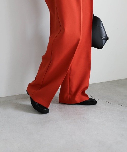 select MOCA by son（セレクトモカバイソン）の「ダブルタックルーズデザインパンツ（スラックス・レディース・ブラック/ライトグリーン/スモークピンク/テラコッタ/ベージュ・SMALL/MEDIUM/X-SMALL）」の17枚目の写真