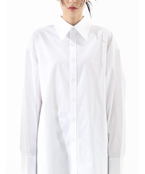 BASIC COTTON（ベーシックコットン）の「A'GEM/9 × .kom『BASIC COTTON/ベーシックコットン』BCN over shirt/ベーシック オーバーシャツ ボタンダウン（シャツ/ブラウス・レディース・ホワイト/ブラック/ブルー・FREE）」の2枚目の写真