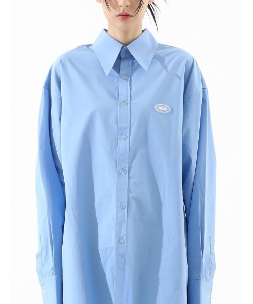 BASIC COTTON（ベーシックコットン）の「A'GEM/9 × .kom『BASIC COTTON/ベーシックコットン』BCN over shirt/ベーシック オーバーシャツ ボタンダウン（シャツ/ブラウス・レディース・ホワイト/ブラック/ブルー・FREE）」の3枚目の写真