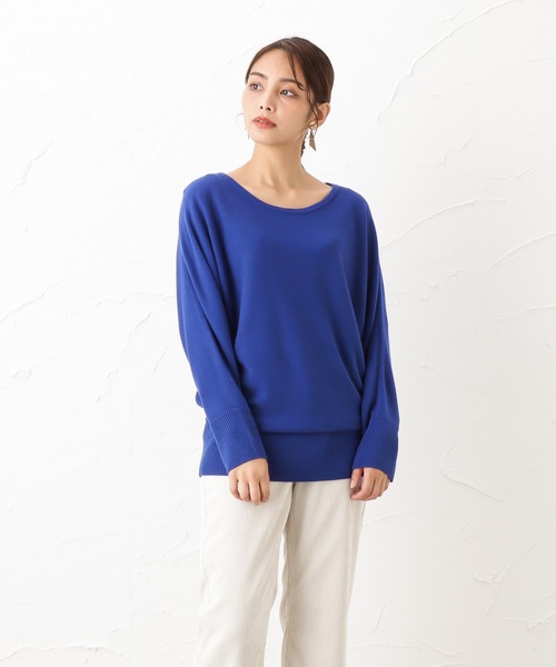 NAVY（ネイビー）の「洗えるニット カシミヤタッチ ドルマンスリーブ プルオーバー（ニット/セーター・レディース・ベージュ/ブラック/レッド/ブルー・M/L）」の3枚目の写真
