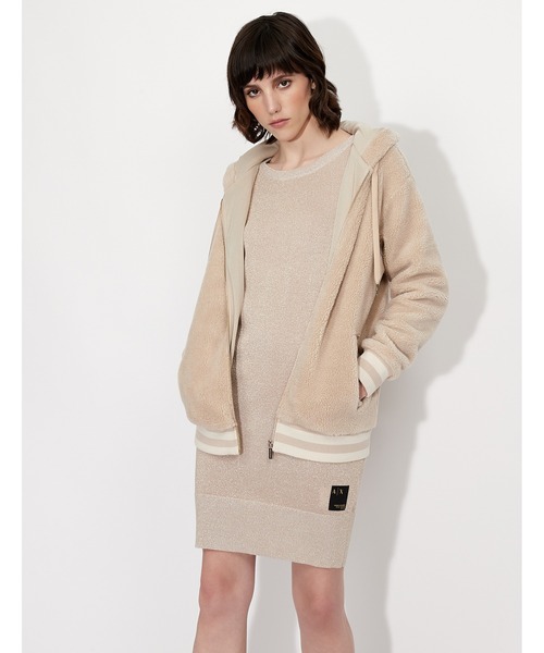 ARMANI EXCHANGE(アルマーニエクスチェンジ)の「【A|X アルマーニ エクスチェンジ】ロゴ ジップアップボアスウェットパーカ(パーカー・レディース・ブラック/ベージュ・X-SMALL/MEDIUM/SMALL/LARGE)」の5枚目の写真