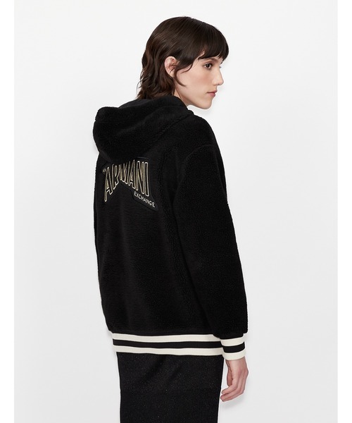 ARMANI EXCHANGE(アルマーニエクスチェンジ)の「【A|X アルマーニ エクスチェンジ】ロゴ ジップアップボアスウェットパーカ(パーカー・レディース・ブラック/ベージュ・X-SMALL/MEDIUM/SMALL/LARGE)」の8枚目の写真