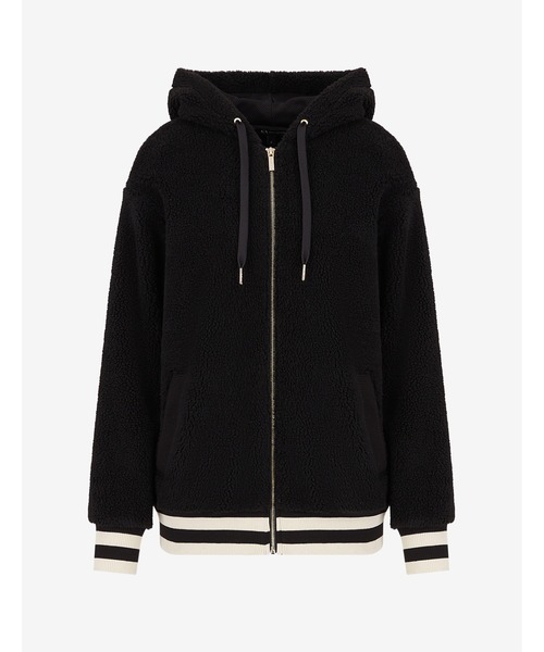 ARMANI EXCHANGE(アルマーニエクスチェンジ)の「【A|X アルマーニ エクスチェンジ】ロゴ ジップアップボアスウェットパーカ(パーカー・レディース・ブラック/ベージュ・X-SMALL/MEDIUM/SMALL/LARGE)」の12枚目の写真