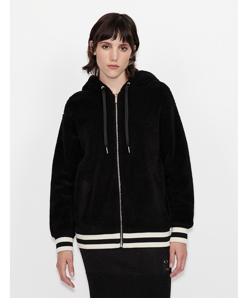 ARMANI EXCHANGE(アルマーニエクスチェンジ)の「【A|X アルマーニ エクスチェンジ】ロゴ ジップアップボアスウェットパーカ(パーカー・レディース・ブラック/ベージュ・X-SMALL/MEDIUM/SMALL/LARGE)」の14枚目の写真