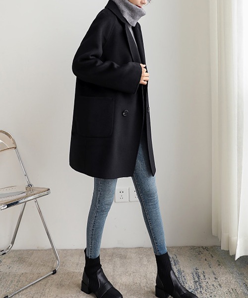 Amulet（アミュレット）の「ハーフチェスターコート（チェスターコート・レディース・ブラック/キャメル/カーキ/グレー/ピンク/ベージュ/パープル・M/L/XL/S）」の11枚目の写真