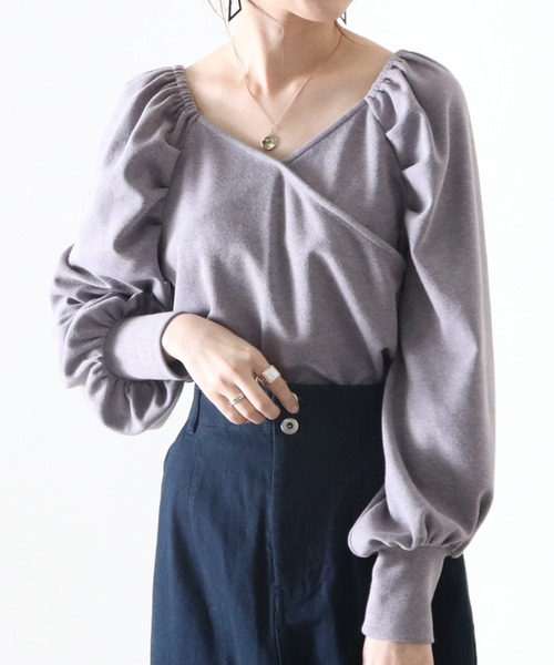 Cheek(チーク)の「パワショルカシュクールTOPS(Tシャツ/カットソー・レディース・ワインレッド/モカ/ラベンダー・MEDIUM)」の3枚目の写真