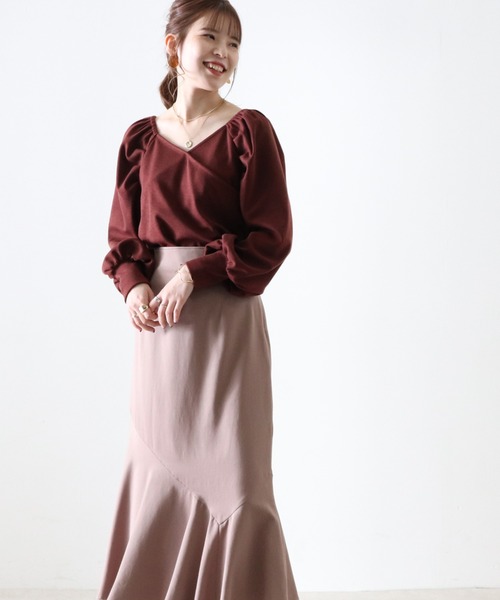 Cheek(チーク)の「パワショルカシュクールTOPS(Tシャツ/カットソー・レディース・ワインレッド/モカ/ラベンダー・MEDIUM)」の21枚目の写真