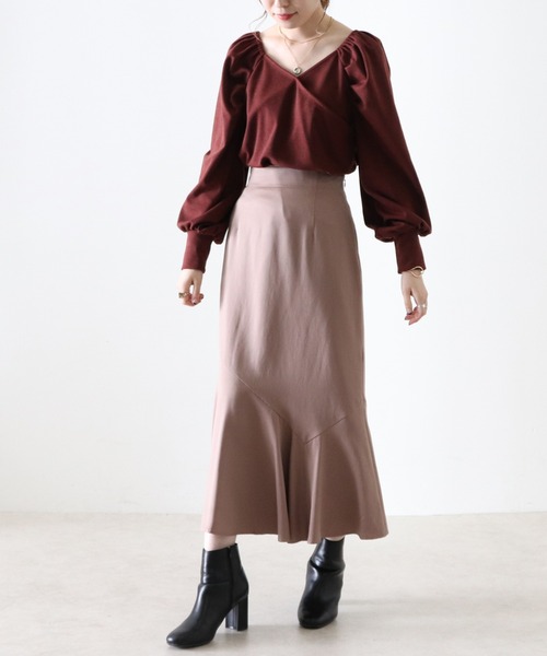 Cheek(チーク)の「パワショルカシュクールTOPS(Tシャツ/カットソー・レディース・ワインレッド/モカ/ラベンダー・MEDIUM)」の6枚目の写真