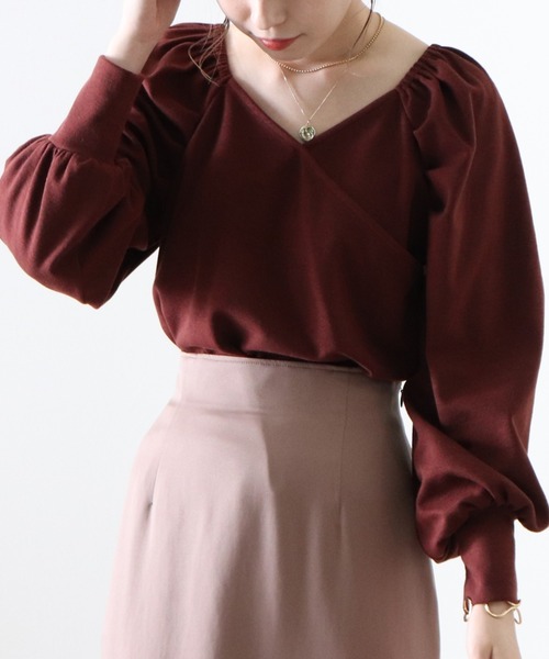 Cheek(チーク)の「パワショルカシュクールTOPS(Tシャツ/カットソー・レディース・ワインレッド/モカ/ラベンダー・MEDIUM)」の16枚目の写真
