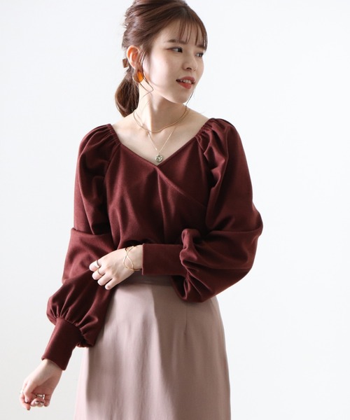 Cheek(チーク)の「パワショルカシュクールTOPS(Tシャツ/カットソー・レディース・ワインレッド/モカ/ラベンダー・MEDIUM)」の10枚目の写真