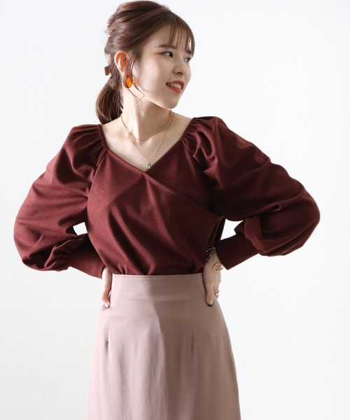 Cheek(チーク)の「パワショルカシュクールTOPS(Tシャツ/カットソー・レディース・ワインレッド/モカ/ラベンダー・MEDIUM)」の22枚目の写真