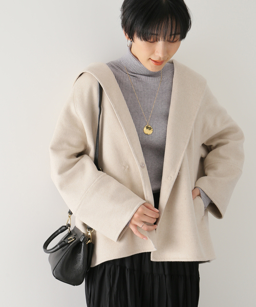 Simplicite（サンプリシテ）の「フードリバー ミドルコート◆（ブルゾン・レディース・ベージュ/カーキ・FREE）」の3枚目の写真