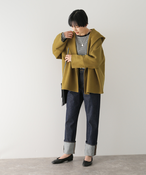 Simplicite（サンプリシテ）の「フードリバー ミドルコート◆（ブルゾン・レディース・ベージュ/カーキ・FREE）」の7枚目の写真